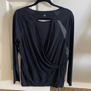 Lululemon Open Back Sheer Black Top Size 8